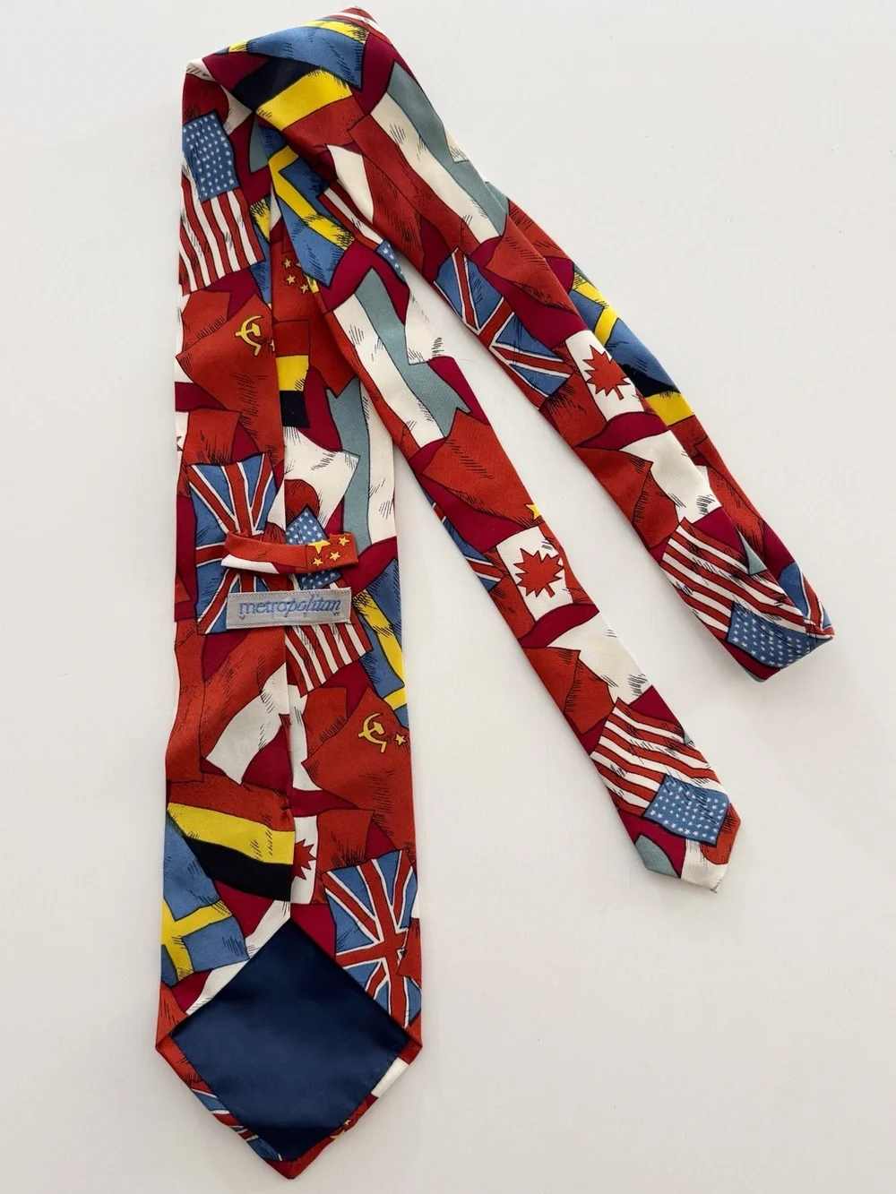 Vintage 90s International Flags Silk Tie